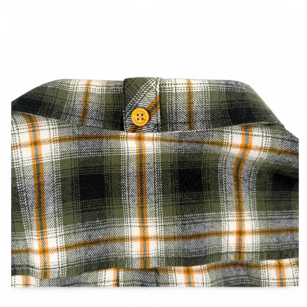 LRG‎ Lifted Research Group Shirt Mens L Green Plaid Flannel Buttoned Long Sleeve